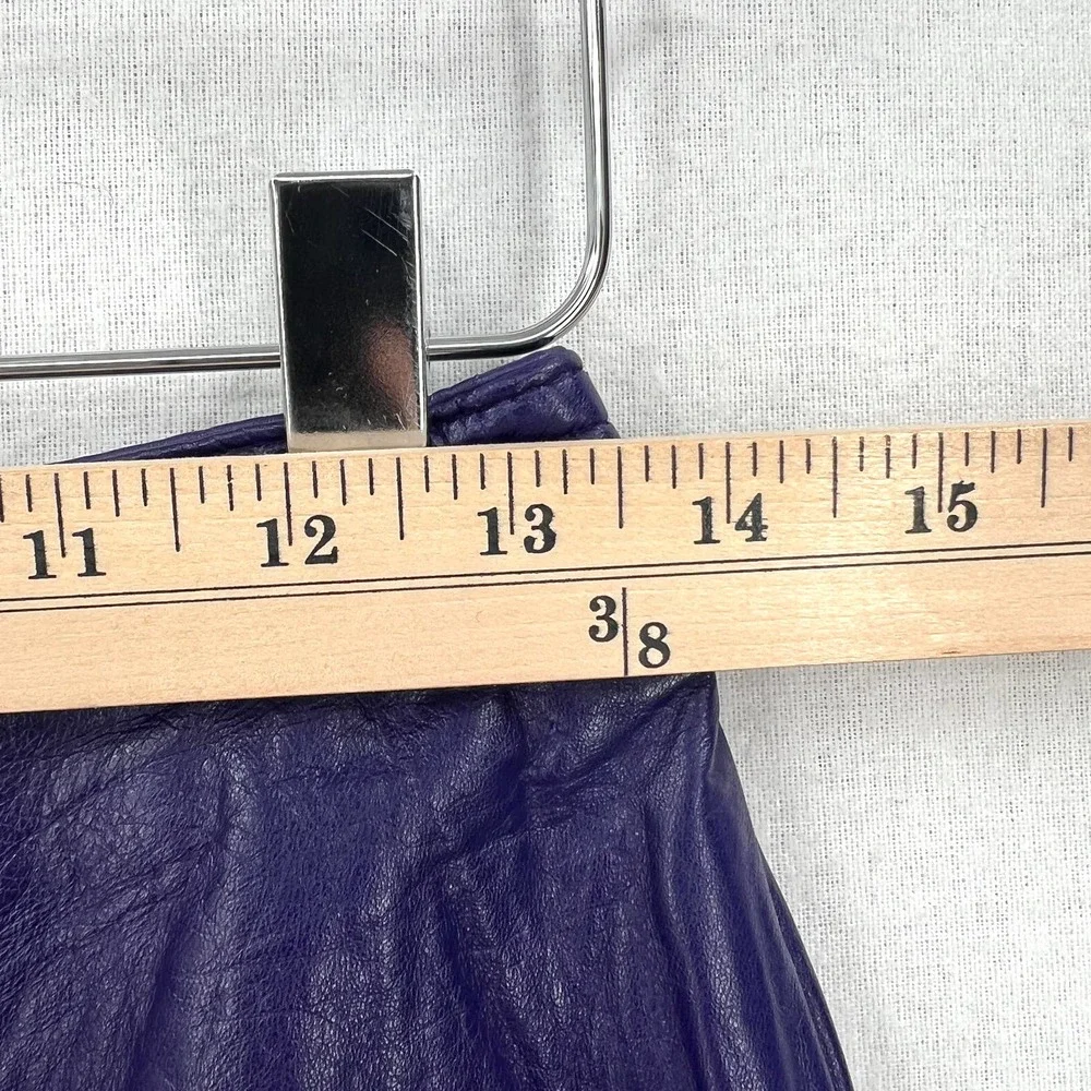 BAGATELLE Vintage 80’s Leather Pencil Skirt Womens 10 Purple Knee Length Pockets